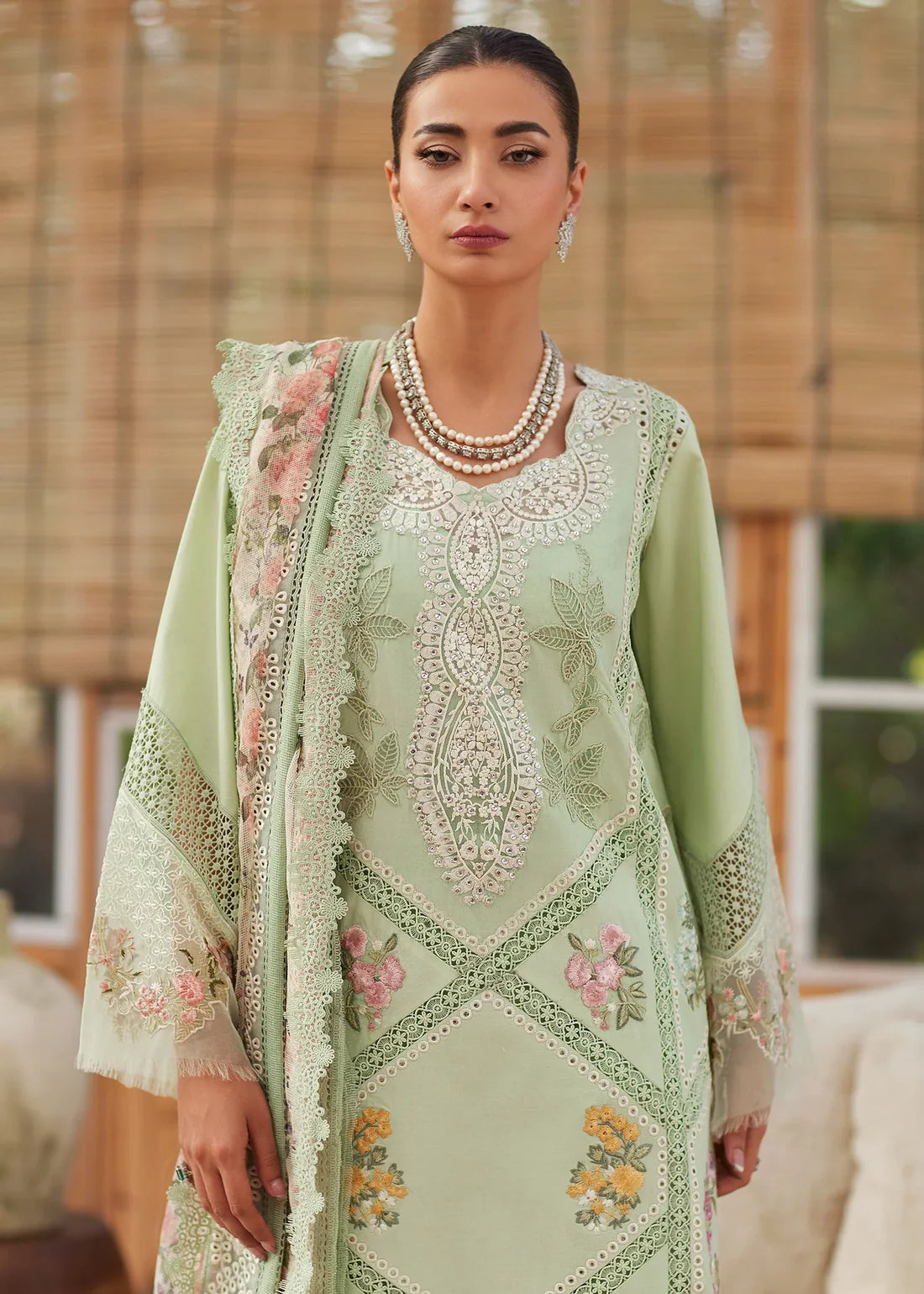 Crimson 3PC Unstitched Luxury Lawn Chikenkari Heavy Embroidered Suit