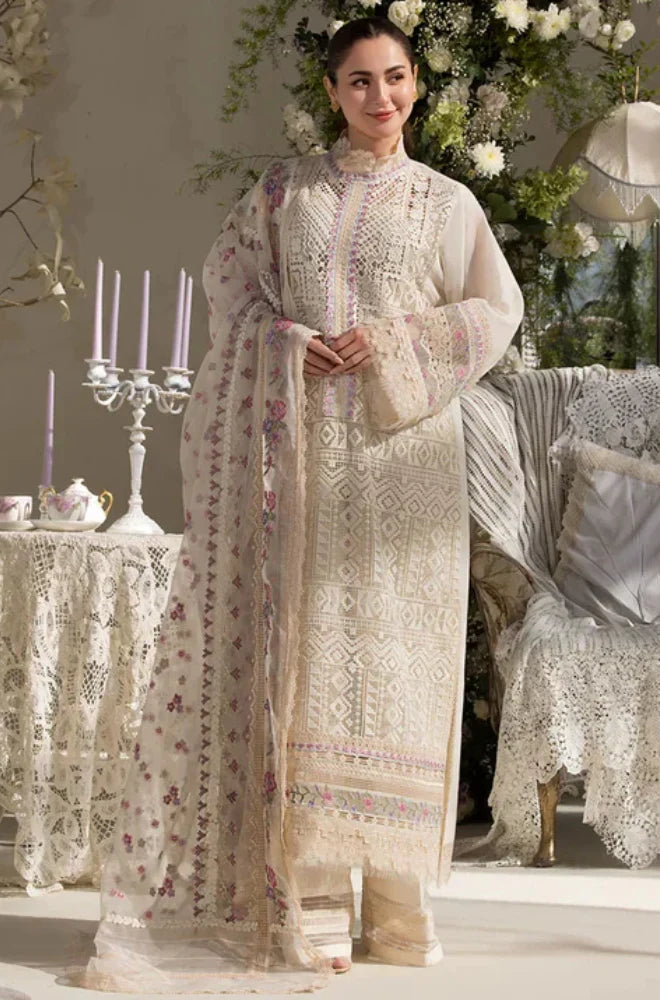 Sobia Nazir 3PC Unstitched Luxury Lawn Chikenkari Heavy Embroidered Suit