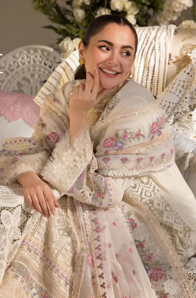 Sobia Nazir 3PC Unstitched Luxury Lawn Chikenkari Heavy Embroidered Suit