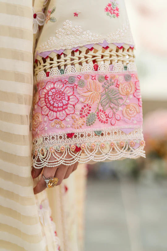 Qalamkar 3PC Unstitched Luxury Lawn Chikenkari Heavy Emb Suit
