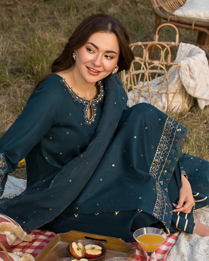Allys 3pc Unstitched Luxury Lawn Sequence & Embroidered Suit