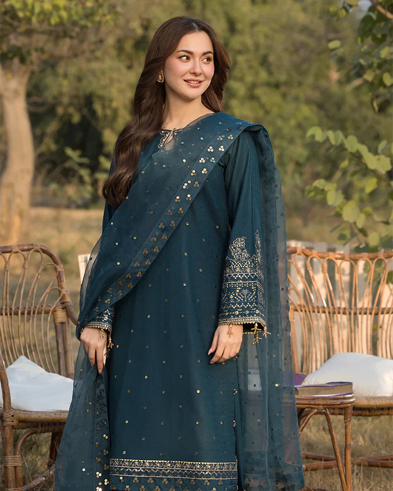 Allys 3pc Unstitched Luxury Lawn Sequence & Embroidered Suit