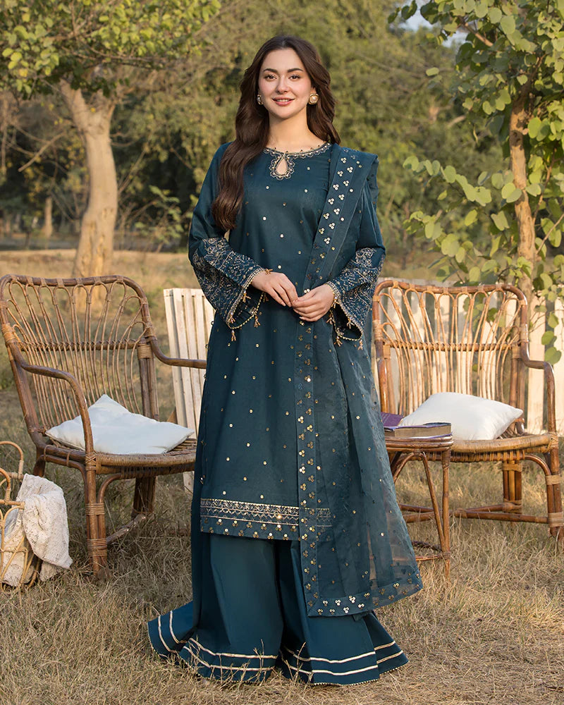 Allys 3pc Unstitched Luxury Lawn Sequence & Embroidered Suit