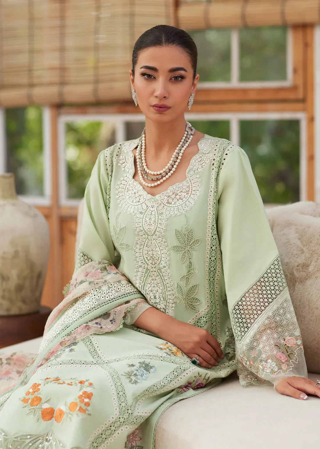 Crimson 3PC Unstitched Luxury Lawn Chikenkari Heavy Embroidered Suit
