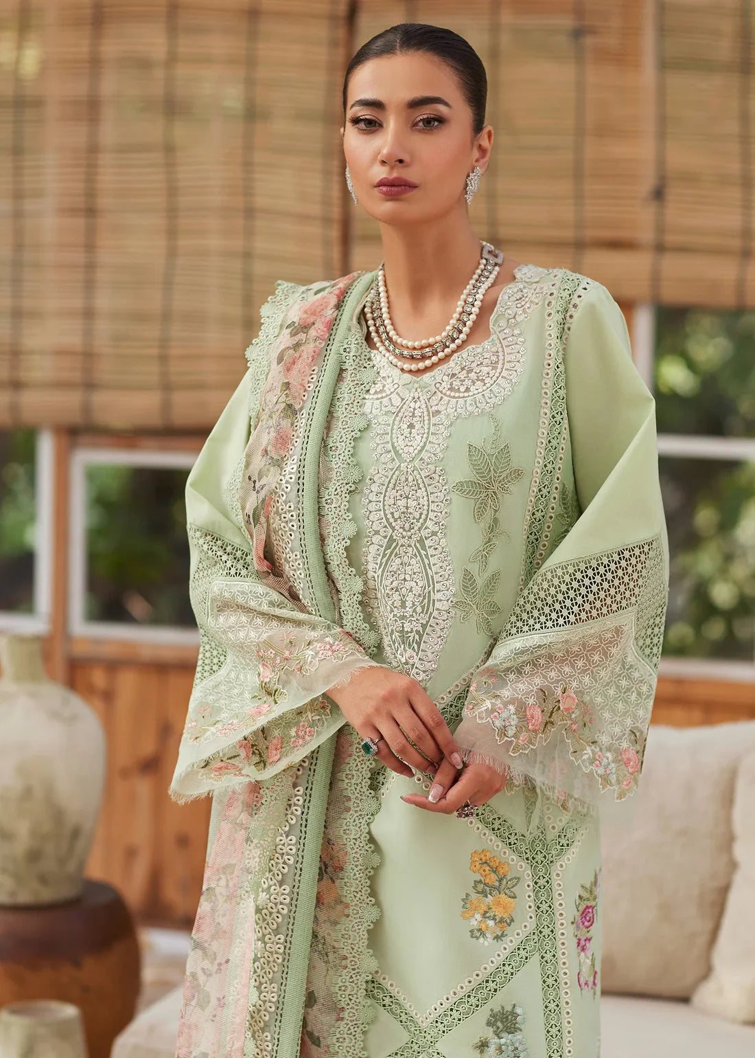 Crimson 3PC Unstitched Luxury Lawn Chikenkari Heavy Embroidered Suit