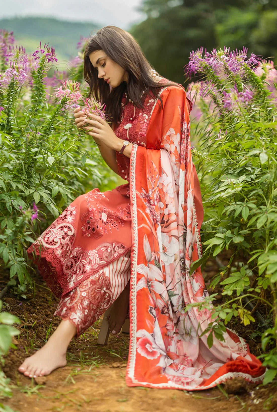 Mushq 3PC Unstitched Luxury Lawn Chikenkari Heavy Embroidered Suit