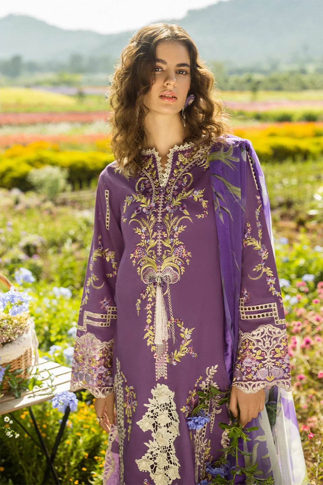 Mushq 3PC Unstitched Luxury Lawn Chikenkari Heavy Embroidered Suit
