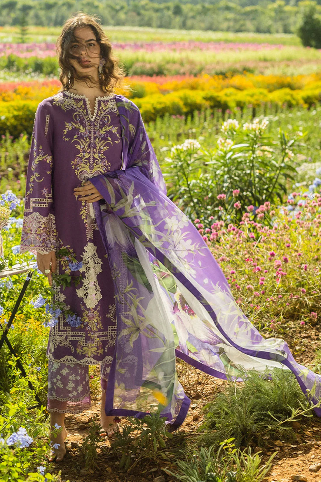 Mushq 3PC Unstitched Luxury Lawn Chikenkari Heavy Embroidered Suit