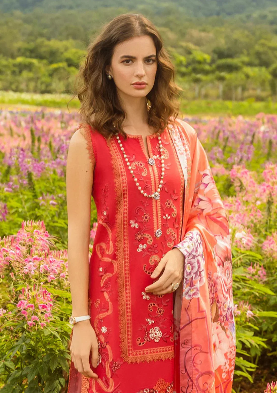 Mushq 3PC Unstitched Luxury Lawn Chikenkari Heavy Embroidered Suit
