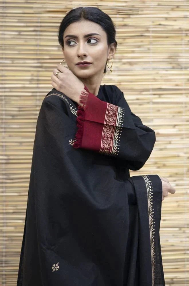 Dyot 001 Unstitched Luxury Dhanak Heavy Embroidered 3PC Suit