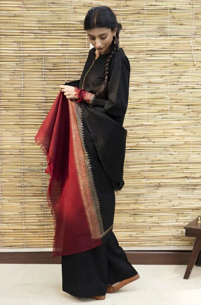 Dyot 001 Unstitched Luxury Dhanak Heavy Embroidered 3PC Suit