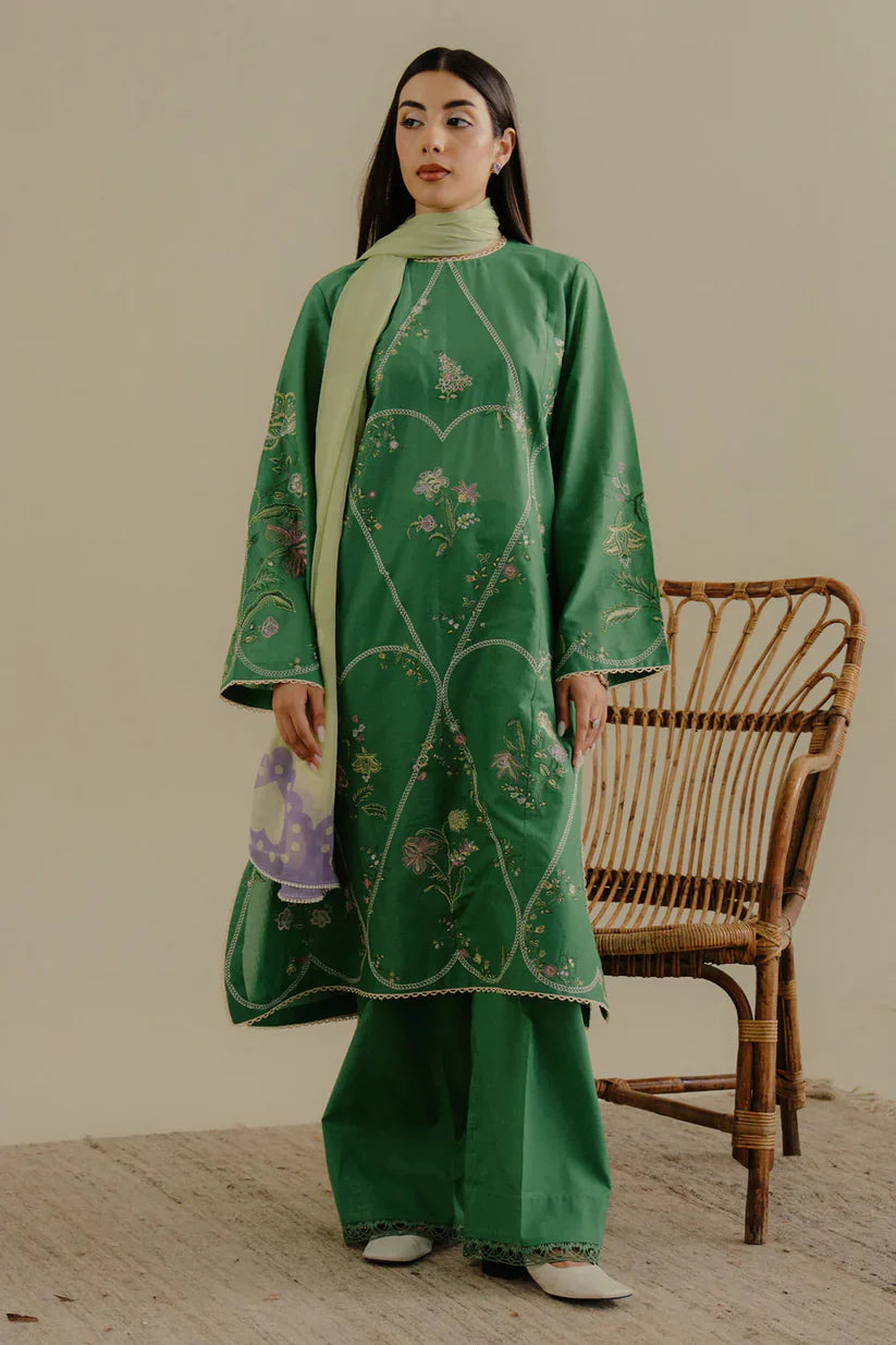 Zara Shahjahan 3PC Unstitched Luxury Lawn Heavy Embroidered Suit