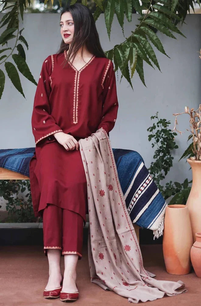 Asling 005 Unstitched Luxury Dhanak Heavy Embroidered 3PC Suit