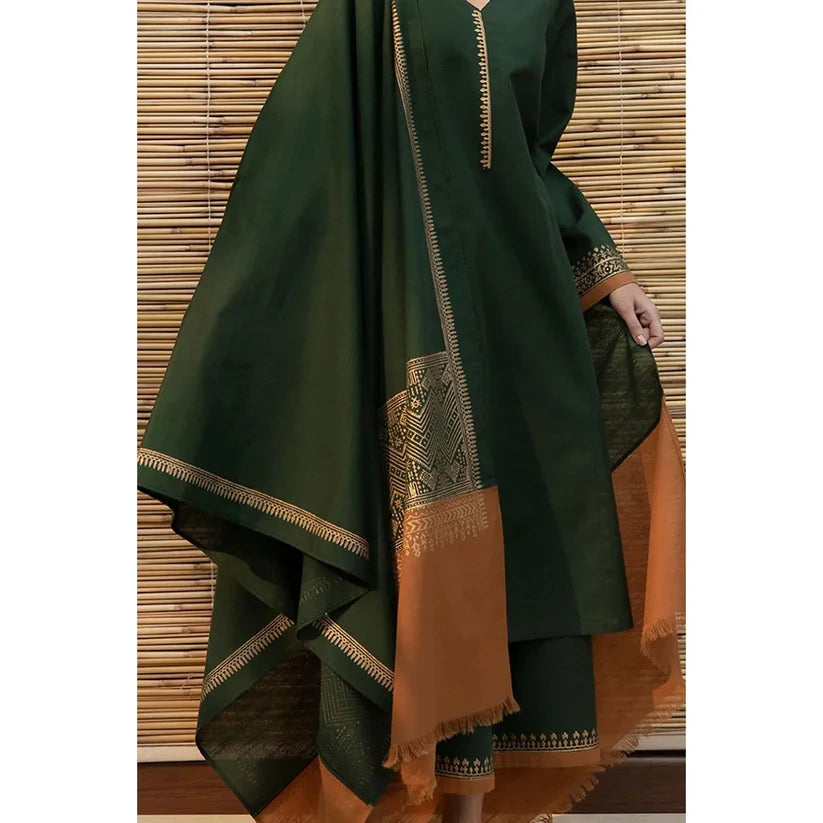 Dyot 003 Unstitched Luxury Dhanak Heavy Embroidered 3PC Suit