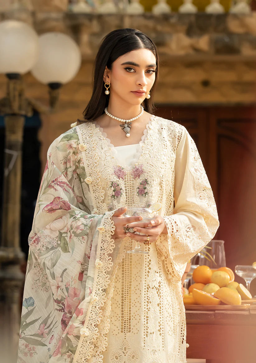 Elaf 3PC Unstitched Luxury Lawn Chikenkari Heavy Embroidered Suit