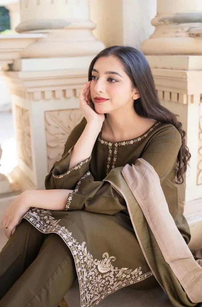 Asling 006 Unstitched Luxury Dhanak Heavy Embroidered 3PC Suit
