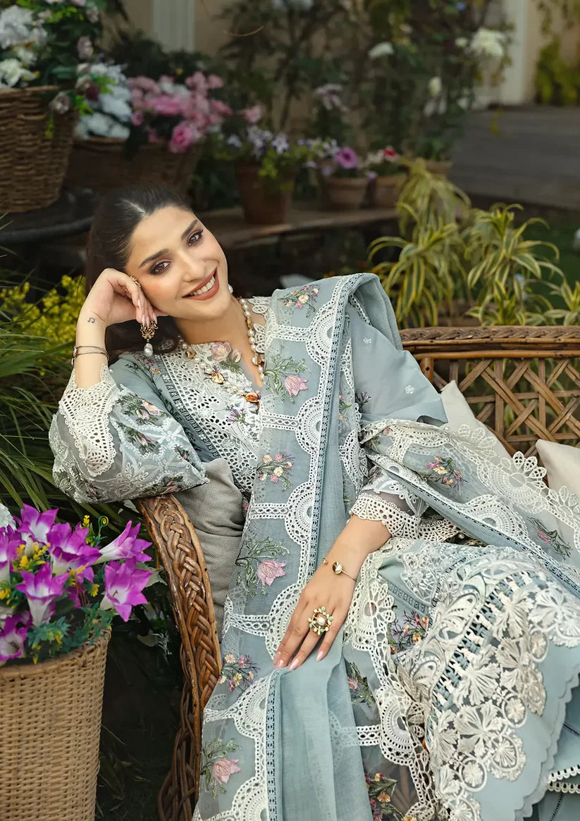 Elaf 3PC Unstitched Luxury Lawn Chikenkari Heavy Embroidered Suit