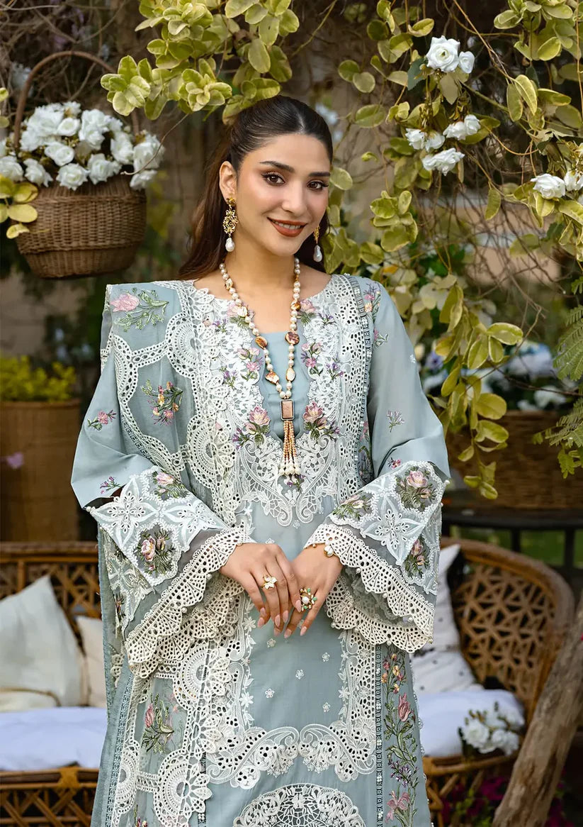 Elaf 3PC Unstitched Luxury Lawn Chikenkari Heavy Embroidered Suit