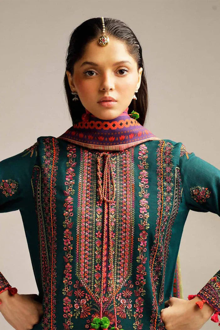 Hussain Rehar 011 Unstitched Luxury Dhanak Heavy Embroidered 3PC Suit