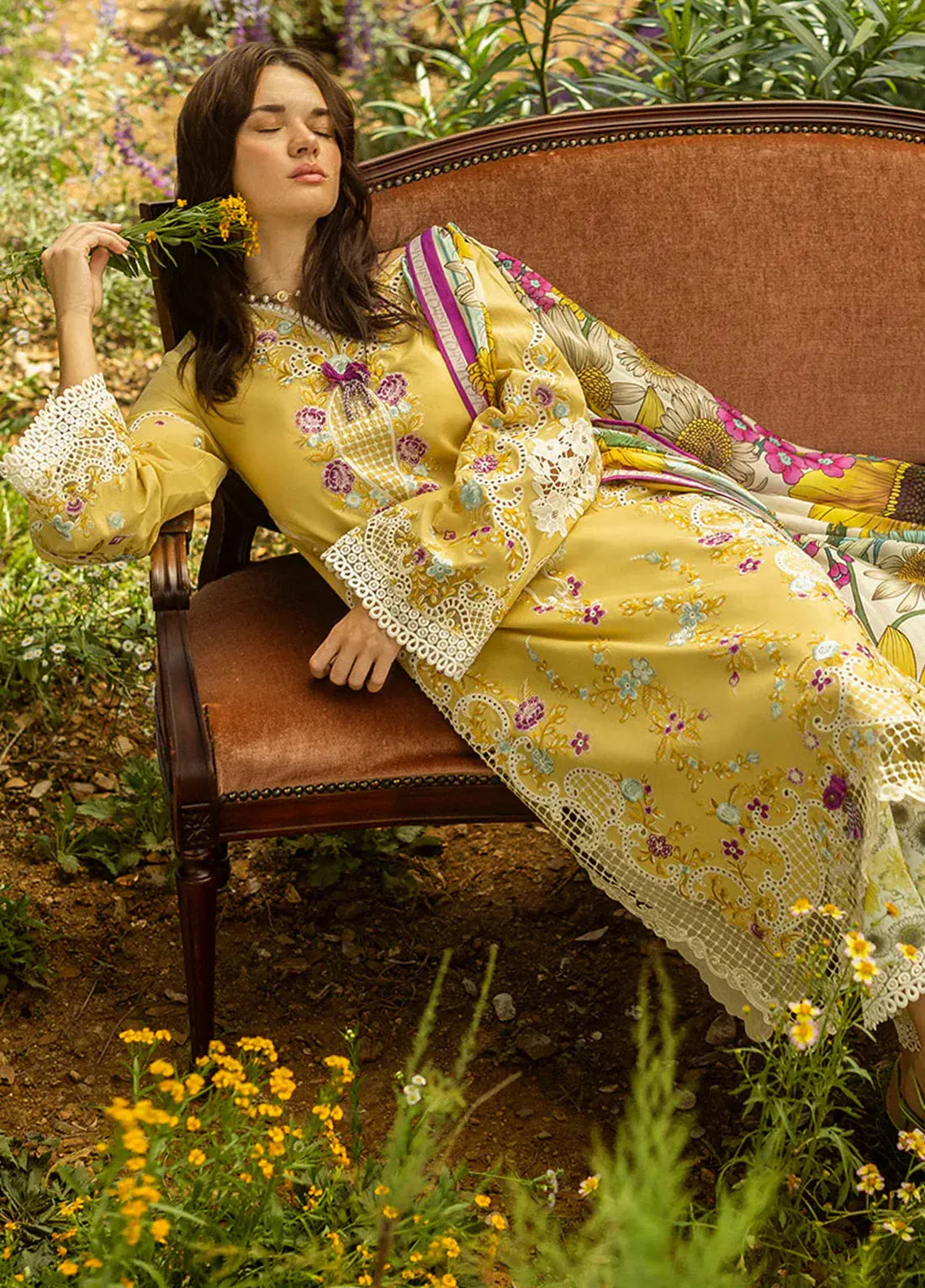 Mushq 3PC Unstitched Luxury Lawn Chikenkari Heavy Embroidered Suit