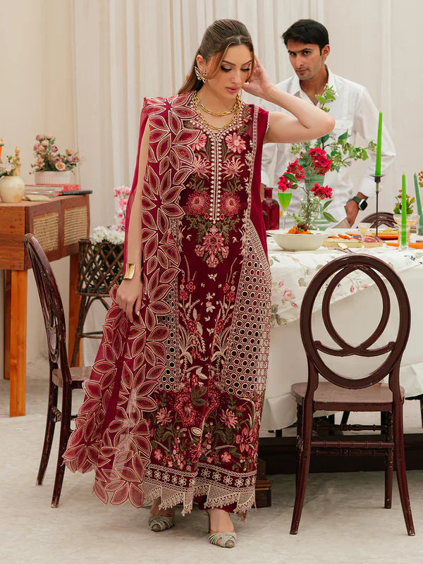 Mahnur 3PC Unstitched Luxury Lawn Chikenkari Heavy Embroidered Suit