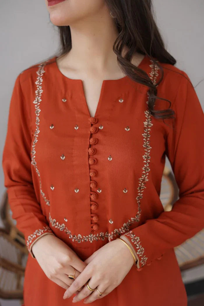 Asling 002 Unstitched Luxury Dhanak Heavy Embroidered 3PC Suit