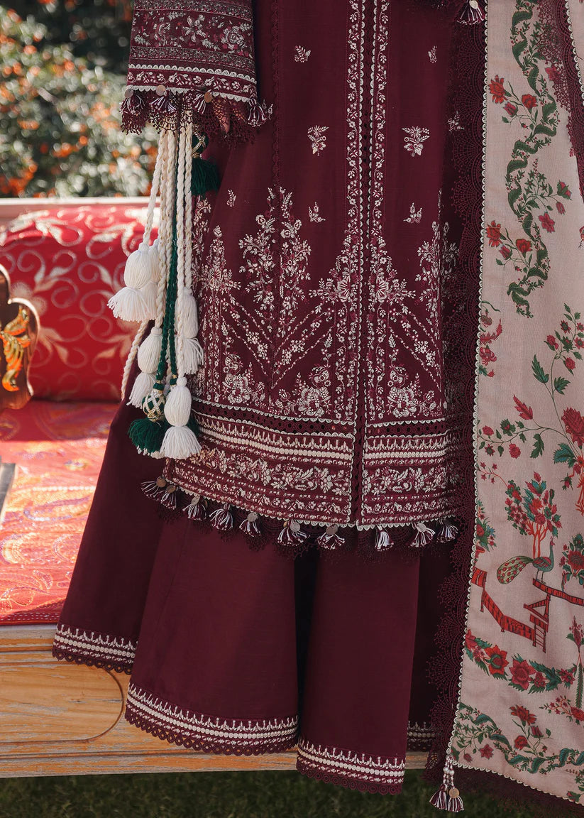 Hussain Rehar 009 Unstitched Luxury Dhanak Heavy Embroidered 3PC Suit