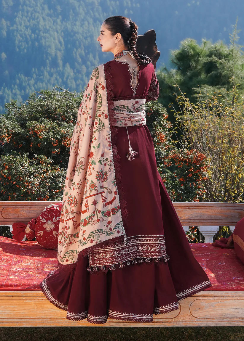 Hussain Rehar 009 Unstitched Luxury Dhanak Heavy Embroidered 3PC Suit