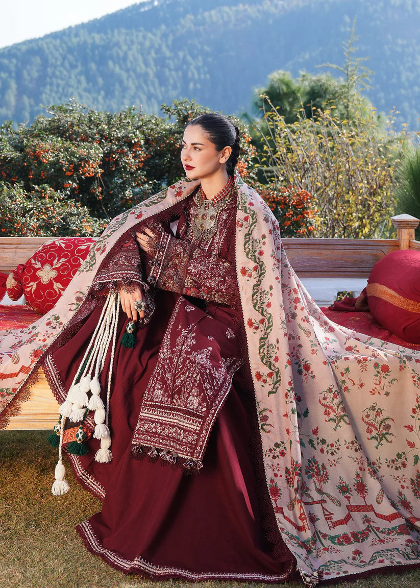 Hussain Rehar 009 Unstitched Luxury Dhanak Heavy Embroidered 3PC Suit