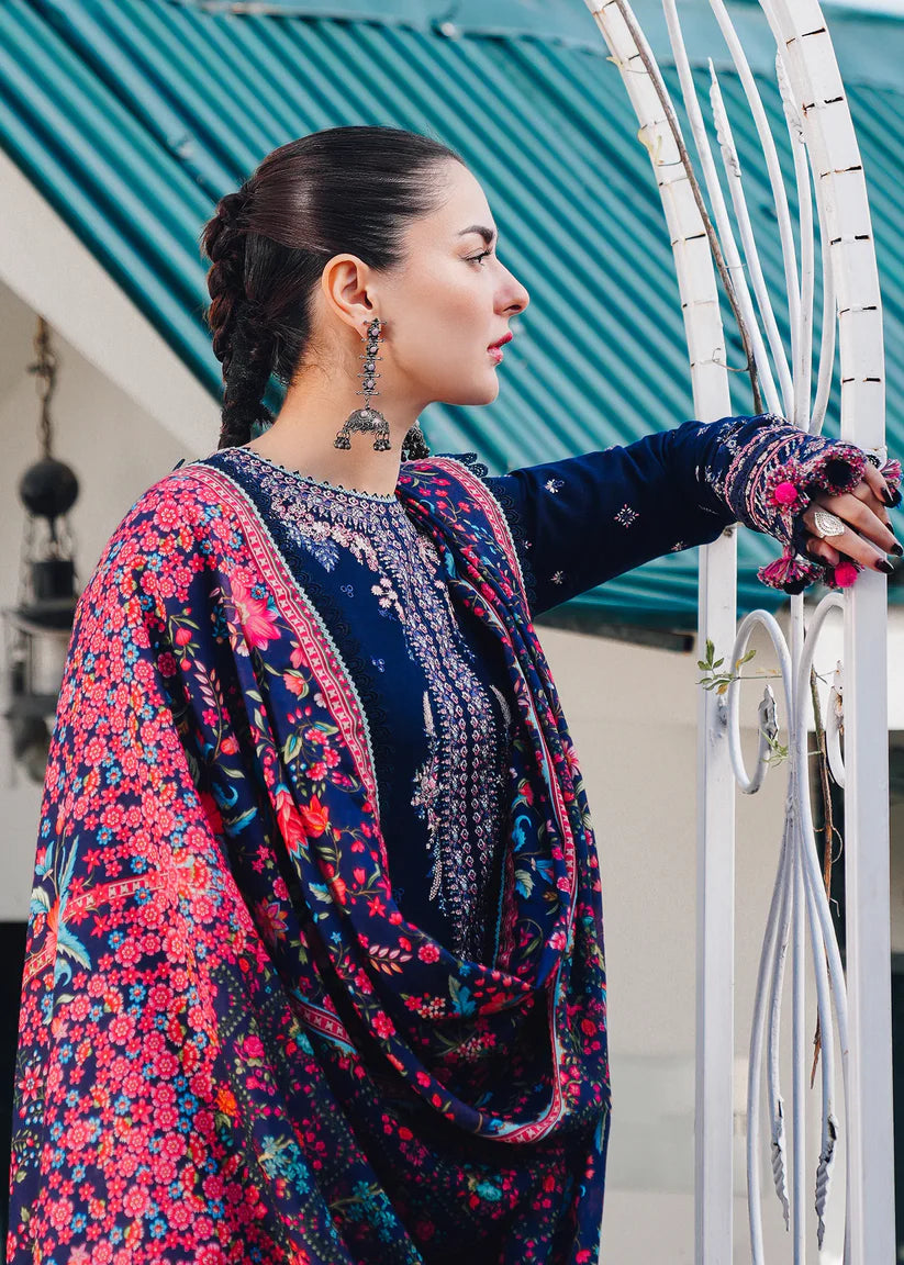 Hussain Rehar 008 Unstitched Luxury Dhanak Heavy Embroidered 3PC Suit