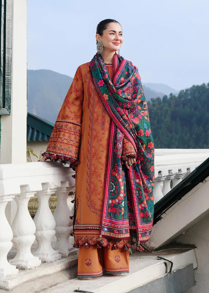 Hussain Rehar 016 Unstitched Luxury Dhanak Heavy Embroidered 3PC Suit