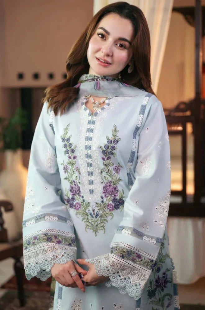 Jade 003 Unstitched Luxury Dhanak Chikenkari Heavy Embroidered 3PC Suit
