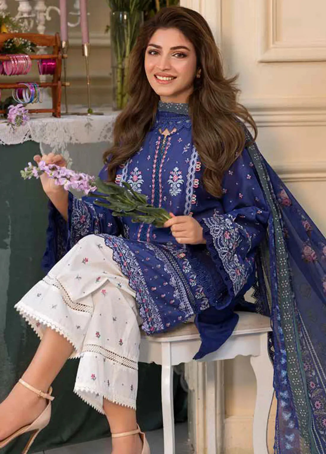 Sobia Nazir 3PC Unstitched Luxury Lawn Chikenkari Heavy Embroidered Suit