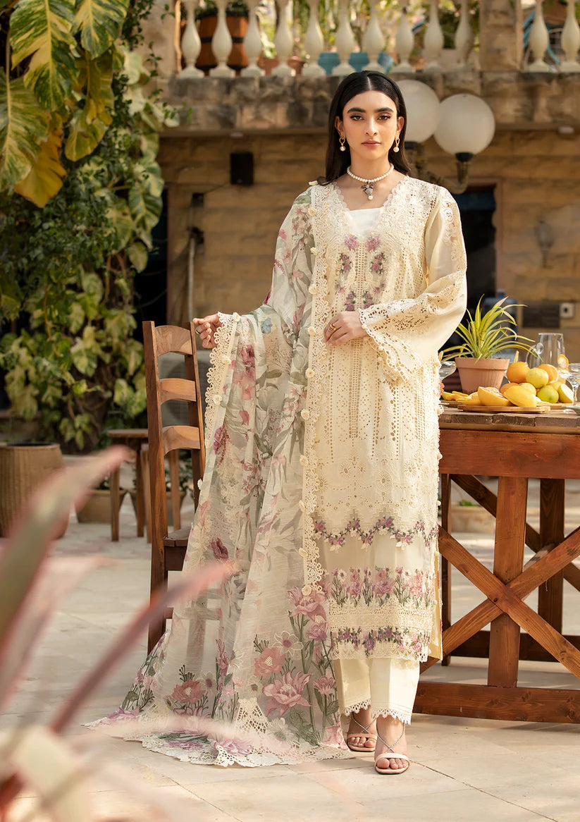 Elaf 3PC Unstitched Luxury Lawn Chikenkari Heavy Embroidered Suit