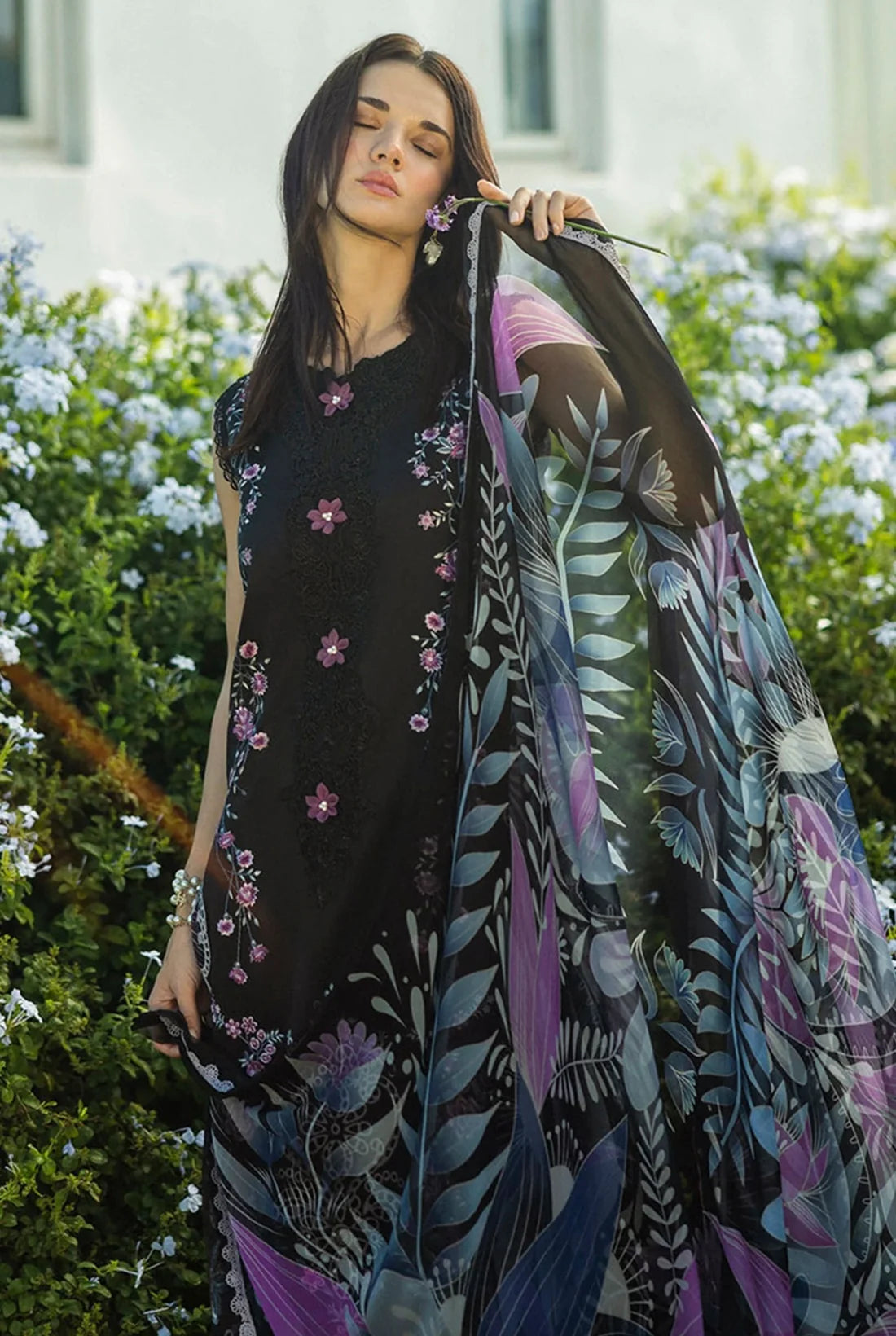 Mushq 3PC Unstitched Luxury Lawn Chikenkari Heavy Embroidered Suit