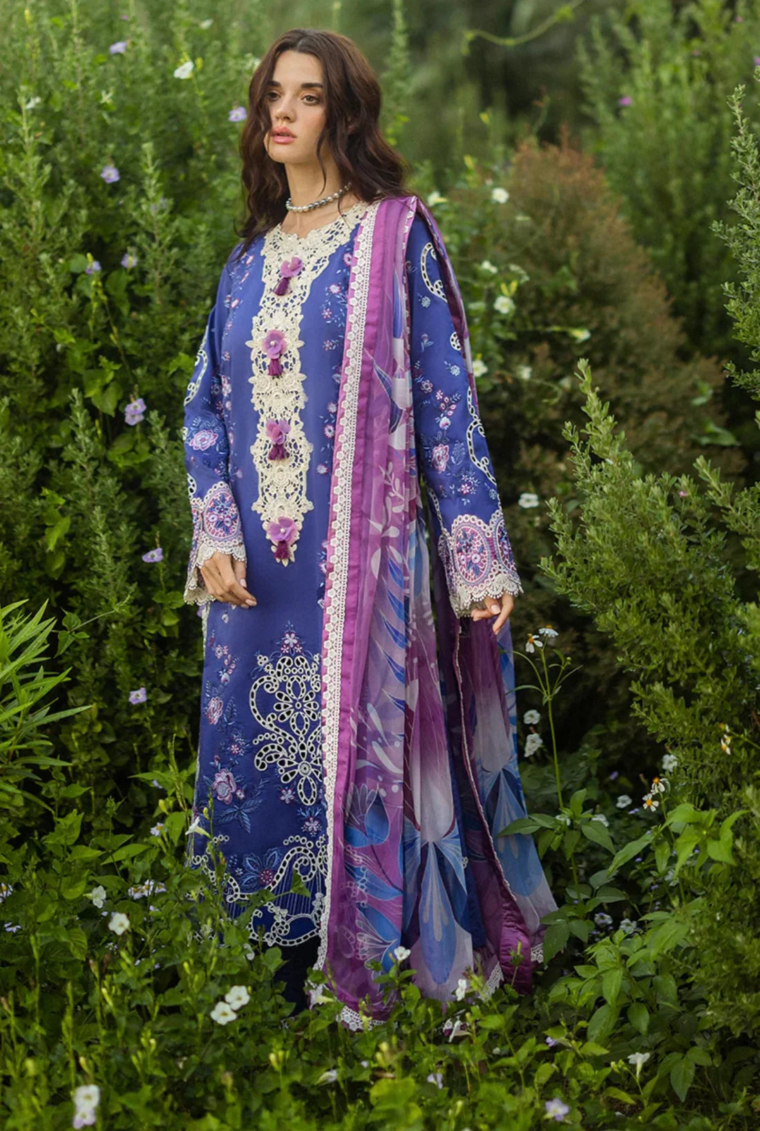 Mushq 3PC Unstitched Luxury Lawn Chikenkari Heavy Embroidered Suit