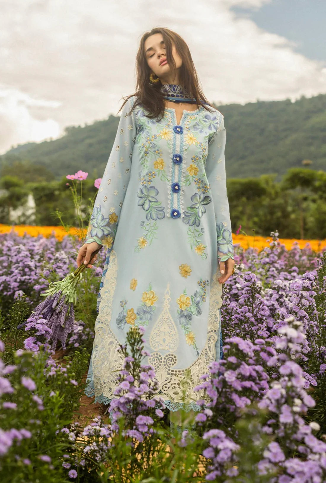 Mushq 3PC Unstitched Luxury Lawn Heavy Embroidered Suit