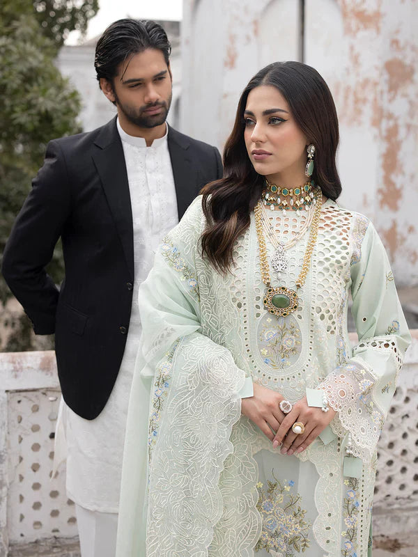 Mahnur 3PC Unstitched Luxury Lawn Chikenkari Heavy Embroidered Suit
