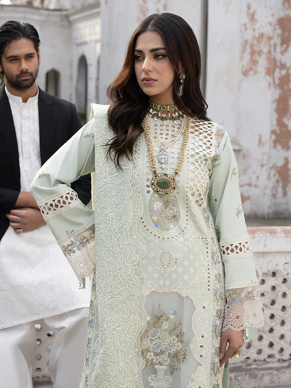 Mahnur 3PC Unstitched Luxury Lawn Chikenkari Heavy Embroidered Suit