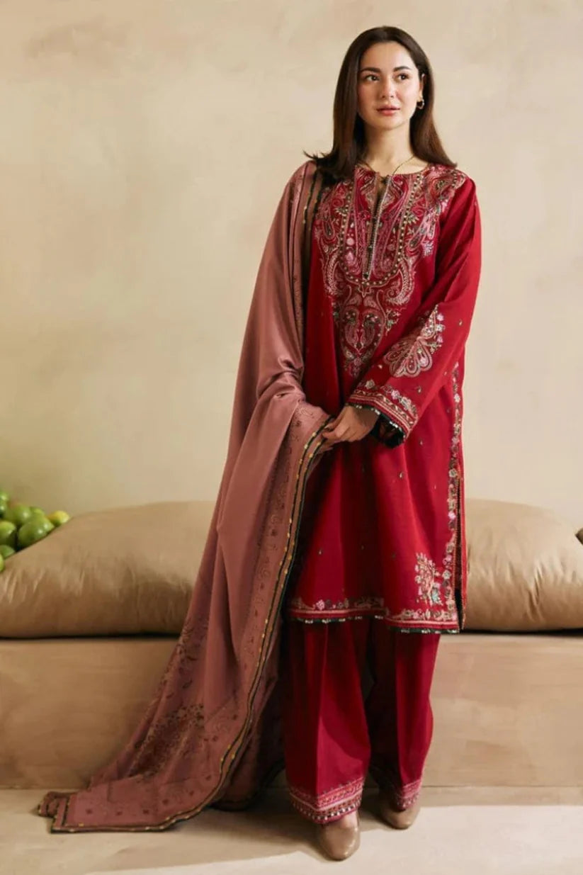 Zara Shahjahan 010 Unstitched Luxury Dhanak Heavy Embroidered 3PC Suit
