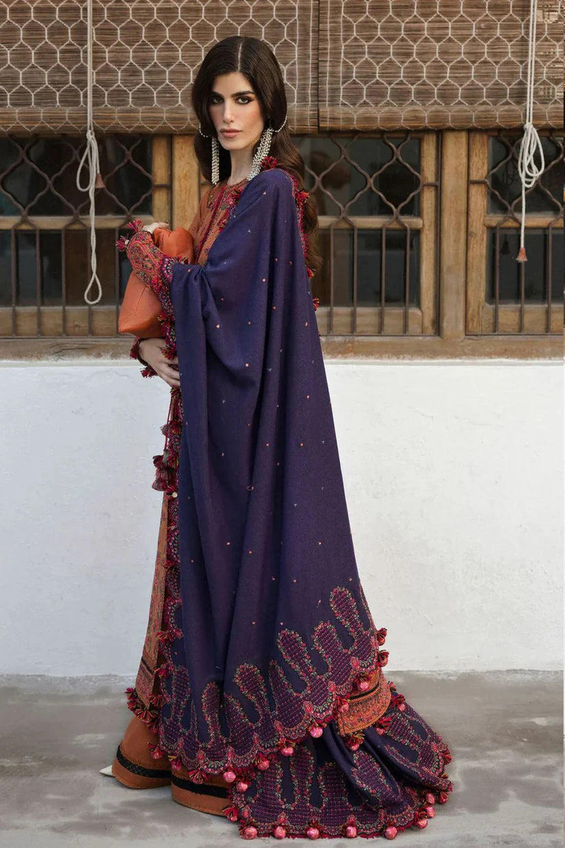 Hussain Rehar 013 Unstitched Luxury Dhanak Heavy Embroidered 3PC Suit