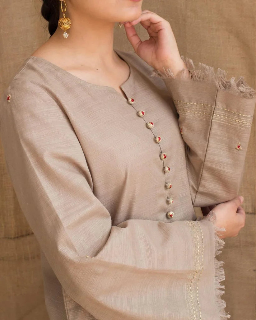 Dyot 002 Unstitched Luxury Dhanak Heavy Embroidered 3PC Suit