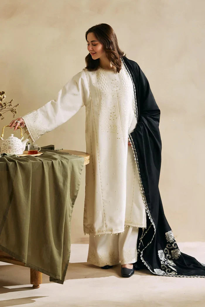 Zara Shahjahan 008 Unstitched Luxury Dhanak Heavy Embroidered 3PC Suit