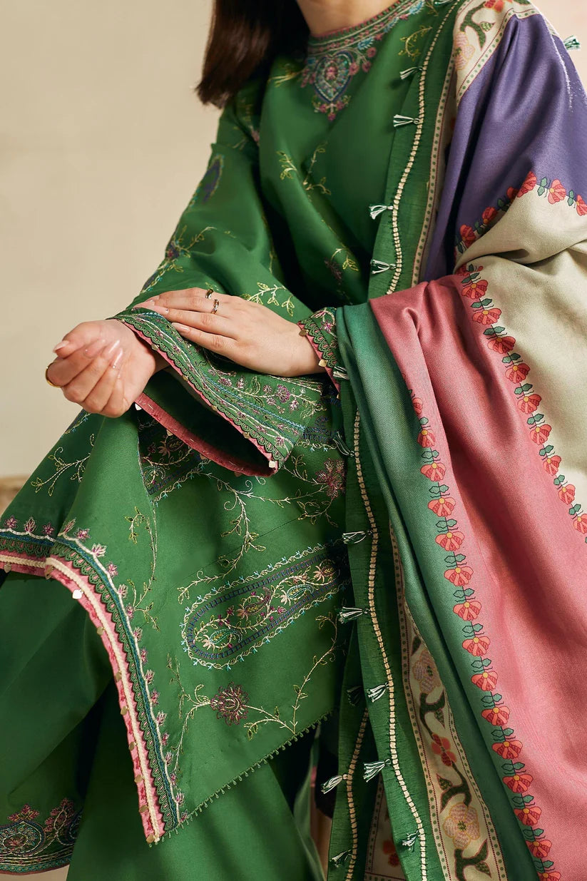 Zara Shahjahan 002 Unstitched Luxury Dhanak Heavy Embroidered 3PC Suit