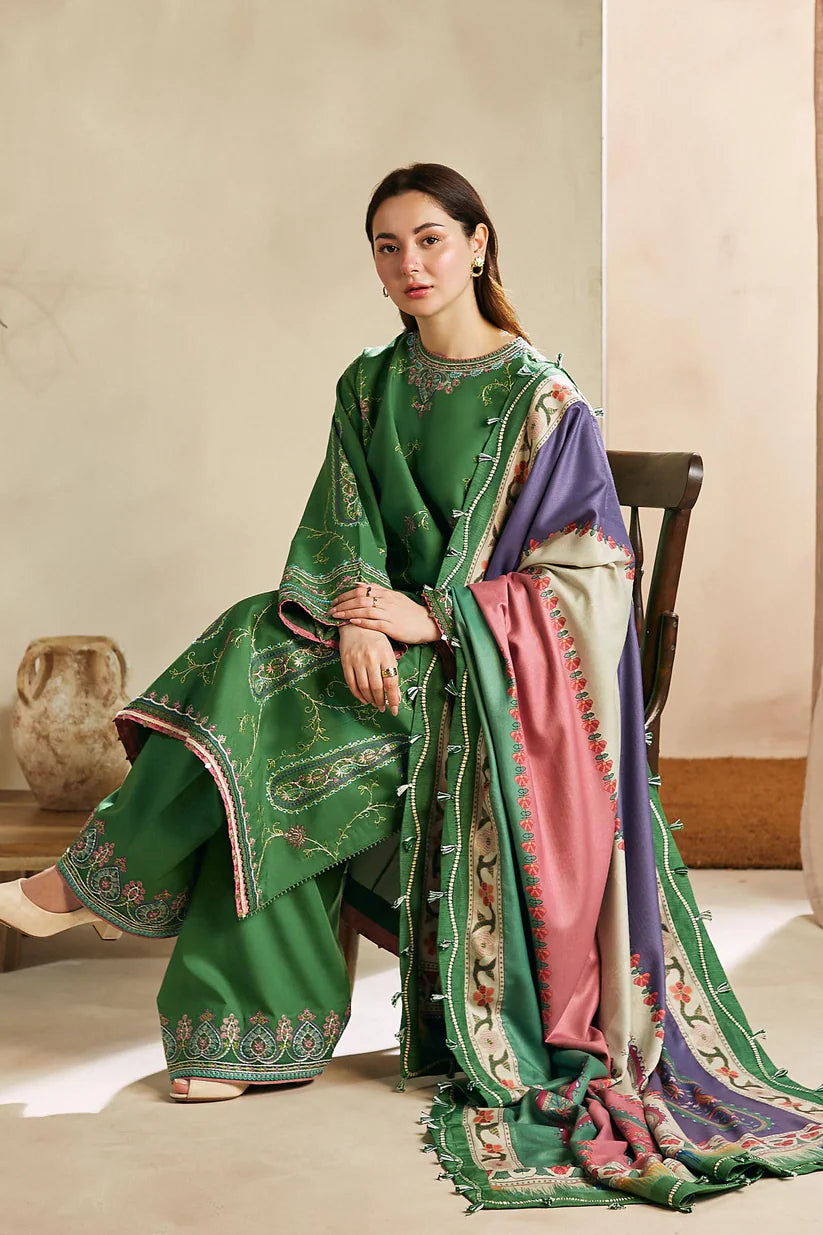 Zara Shahjahan 002 Unstitched Luxury Dhanak Heavy Embroidered 3PC Suit