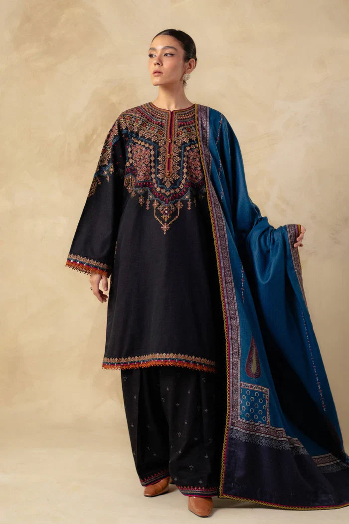 Zara Shahjahan 007 Unstitched Luxury Dhanak Heavy Embroidered 3PC Suit
