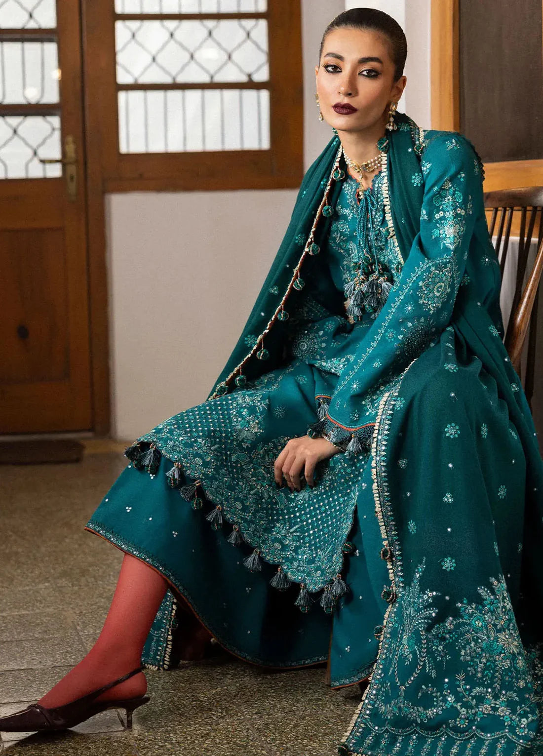 Hussain Rehar 3PC Unstitched Luxury Lawn Heavy Embroidered Suit