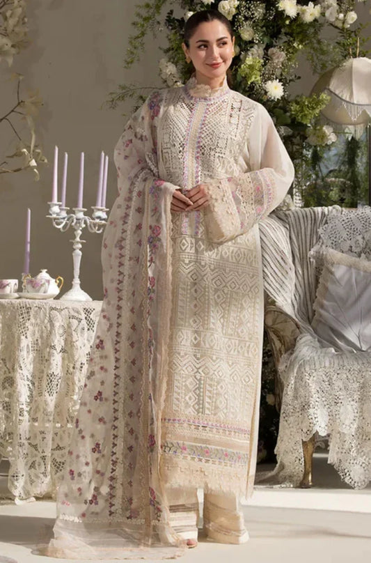 Sobia Nazir 3PC Unstitched Luxury Lawn Chikenkari Heavy Embroidered Suit