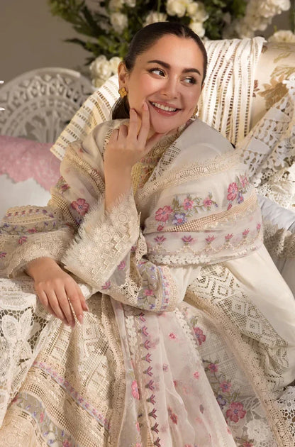 Sobia Nazir 3PC Unstitched Luxury Lawn Chikenkari Heavy Embroidered Suit