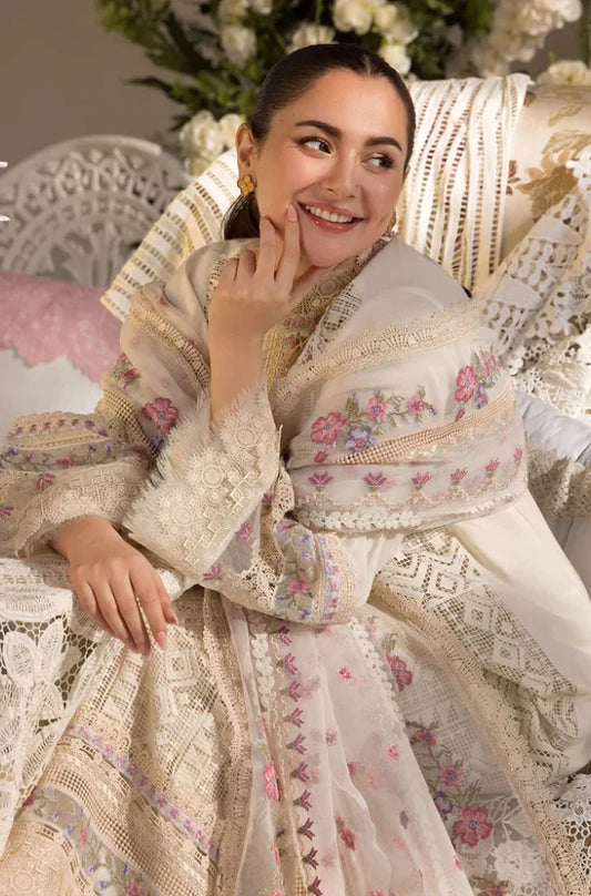 Sobia Nazir 3PC Unstitched Luxury Lawn Chikenkari Heavy Embroidered Suit